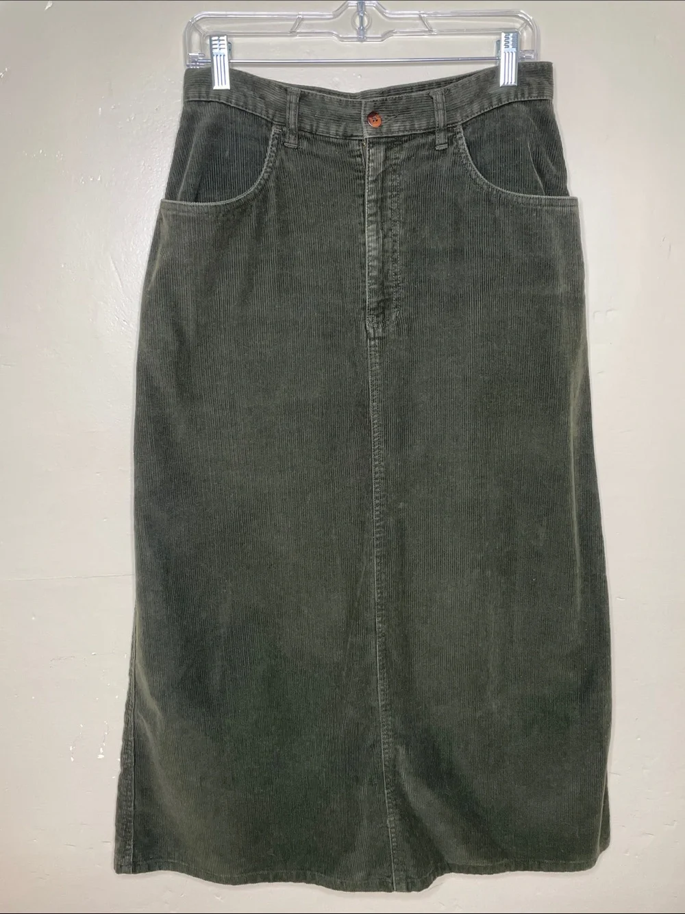 EDDIE BAUER VTG Green Corduroy Earthy Gorpcore Grunge Modest Women’s Skirt 10